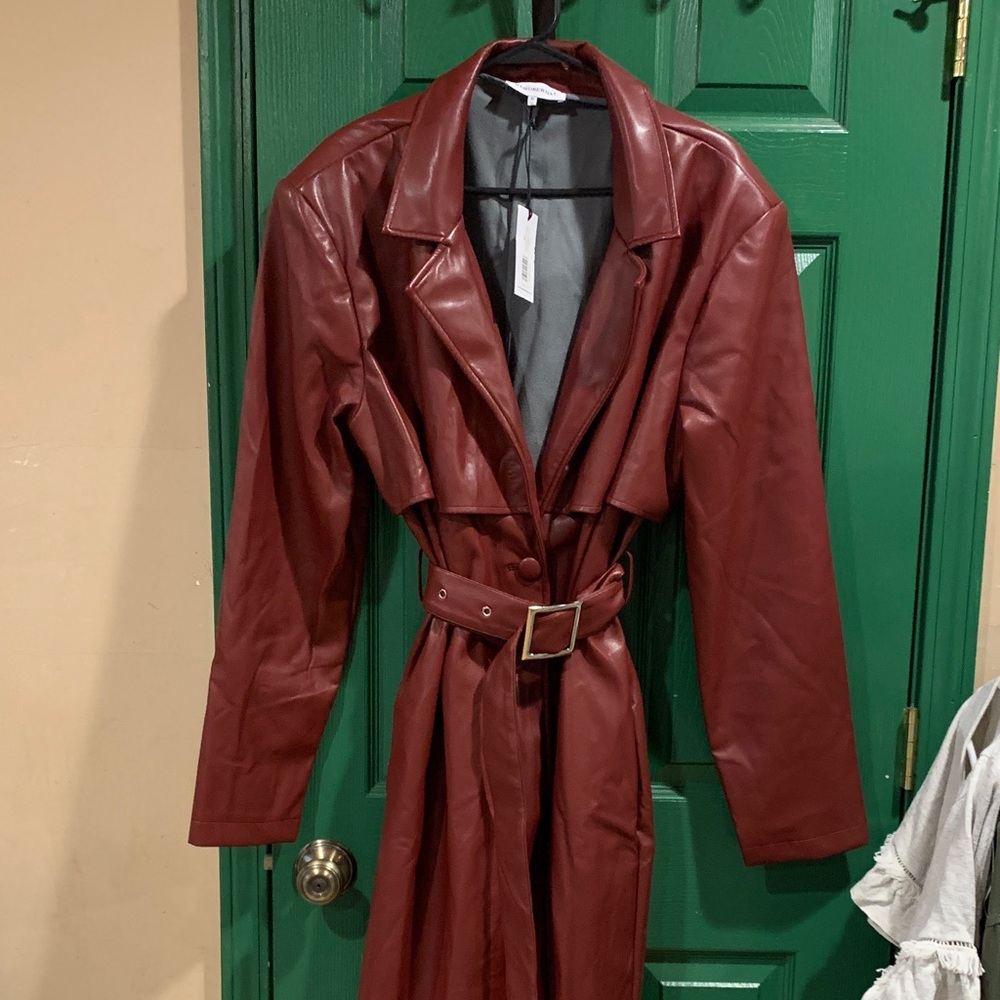 WeWoreWhat Deep Red Belted Trench Coat